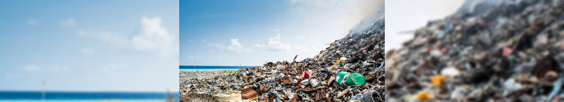 Refuse at the huge garbage dump full of smoke,litter, plastic bottles,rubbish and trash at the Thilafushi local tropical island in Maldives